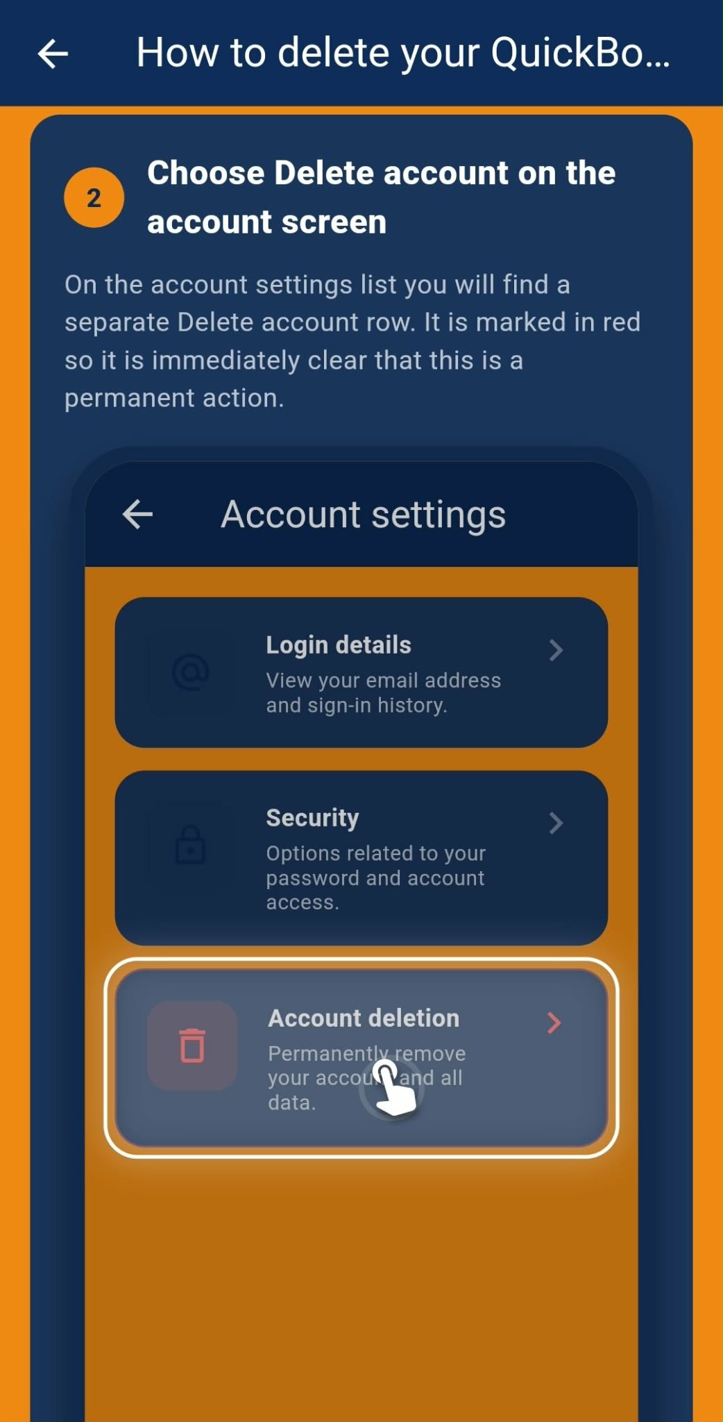 QuickBoek account deletion step 2