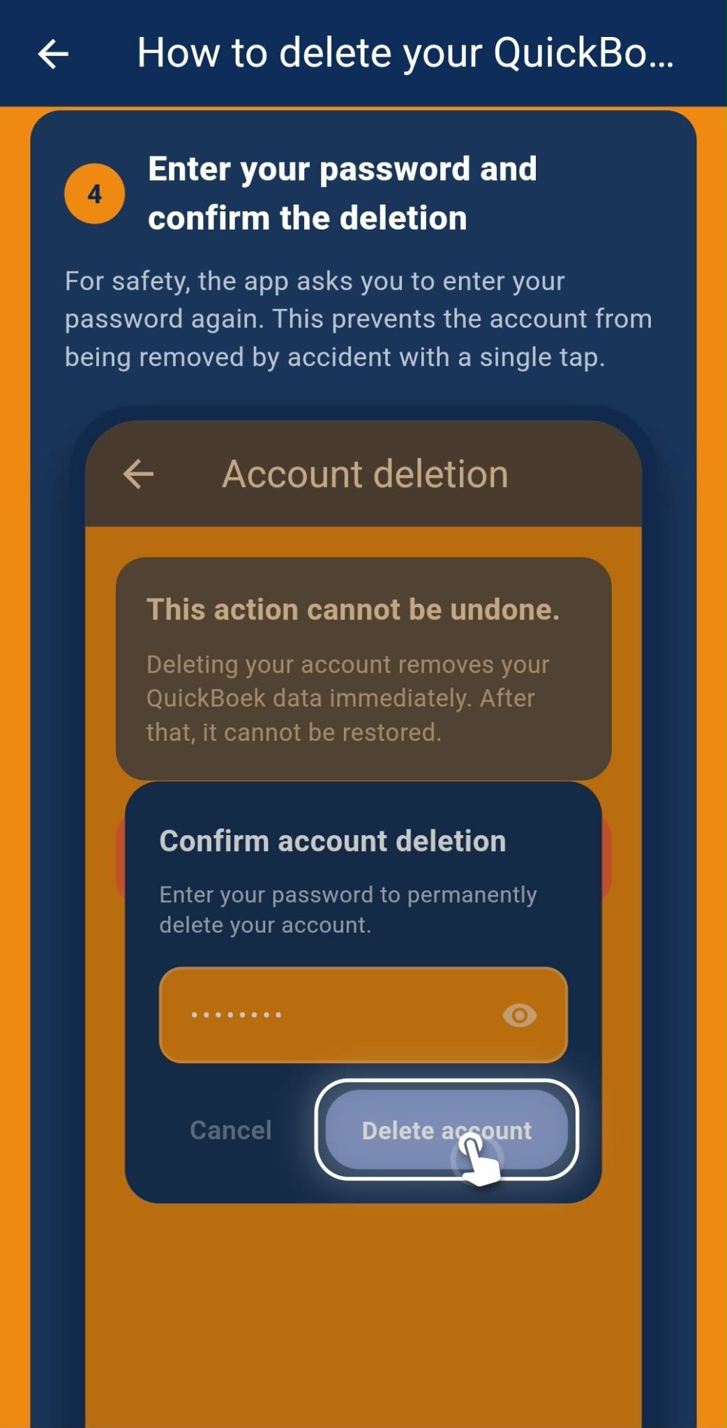 QuickBoek account deletion step 4