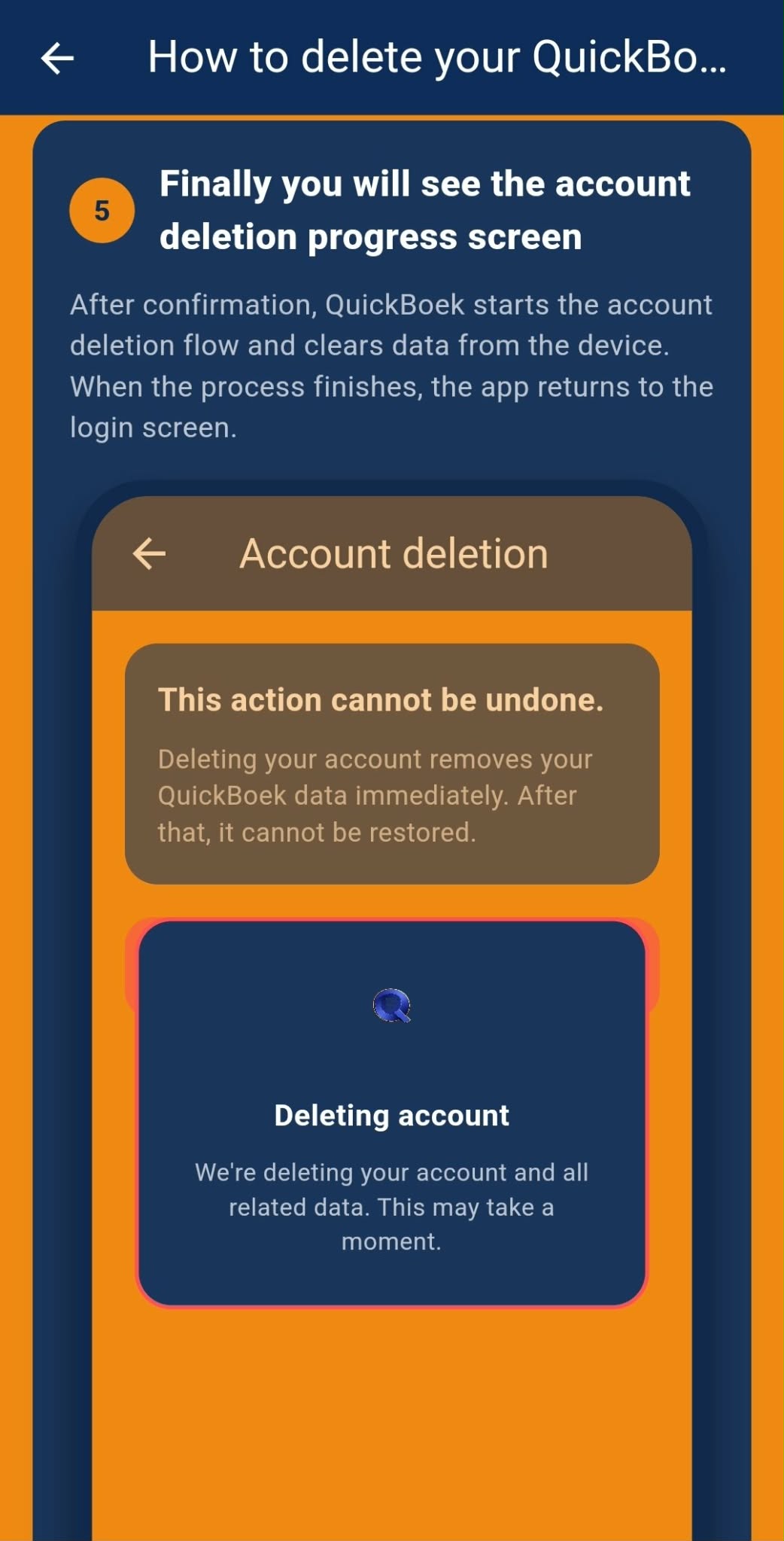 QuickBoek account deletion step 5